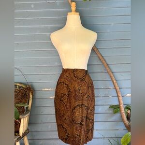 Vintage 90’s Jones New York Brown Paisley Pencil Skirt